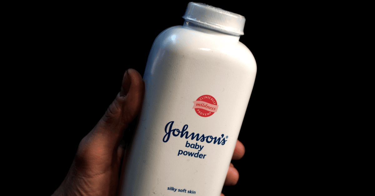 j&j talcum powder bottle, contains asbestos