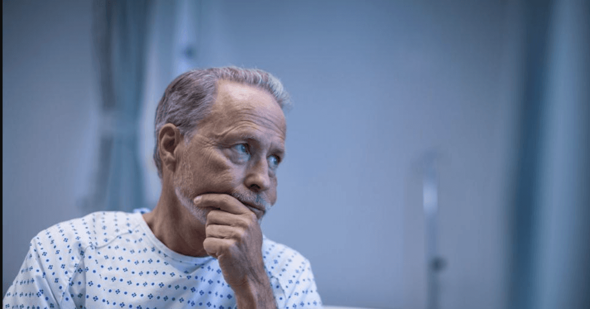 patient waiting for doctor to discuss his occupational asbestos exposure and check up