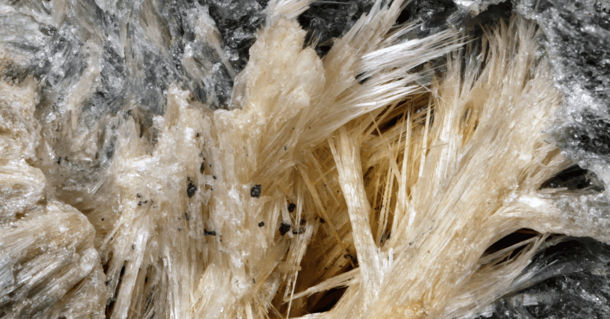 tremolite asbestos mineral fibers close up